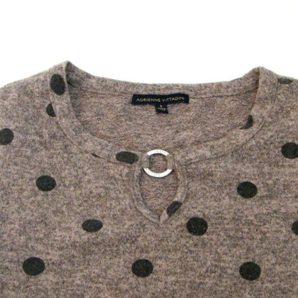 Adrienne Vittadini Heather Pink Polka Dot Puff Sleeve Sweater - Picture 2 of 4